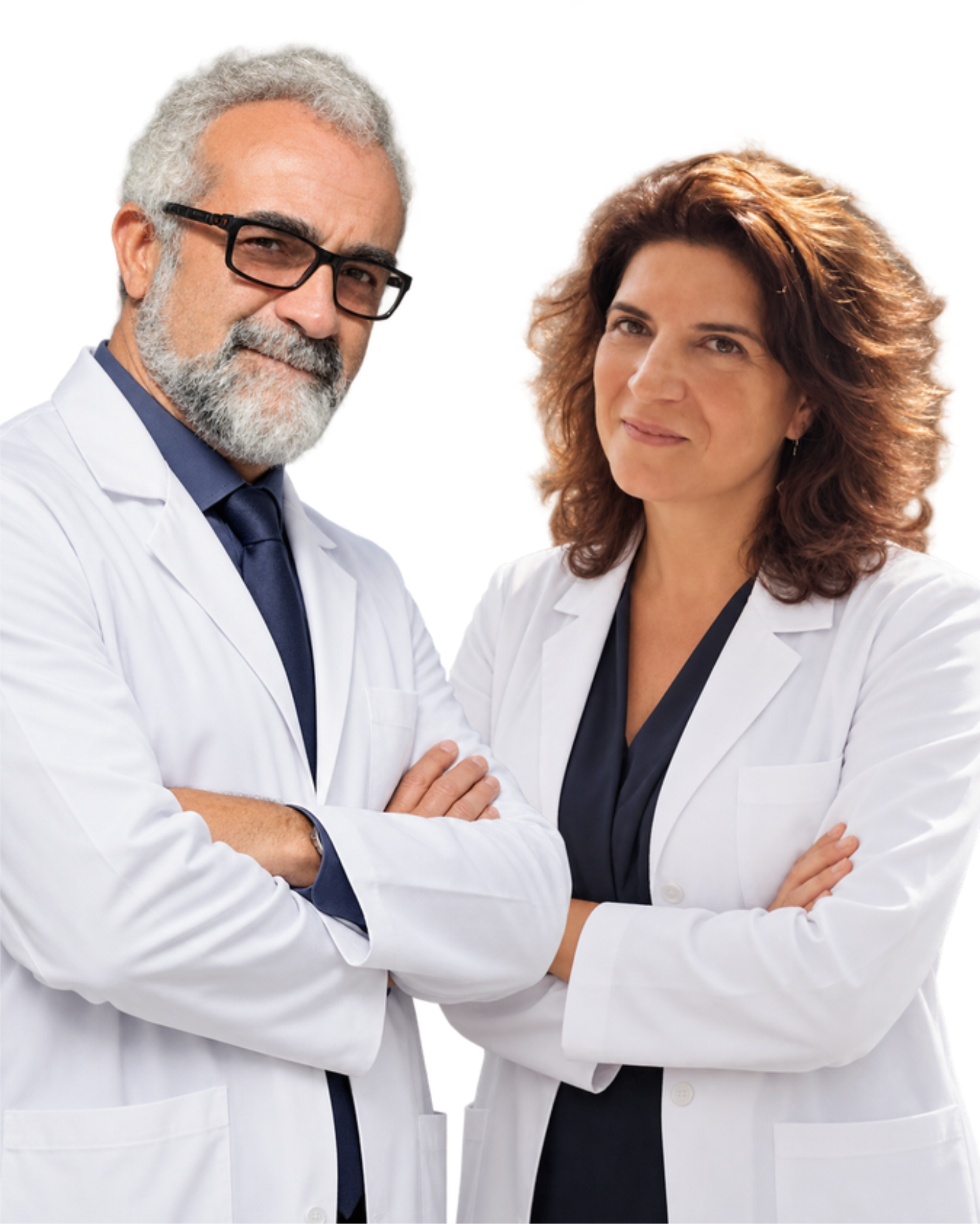 Fotografías de los doctores Luis Claudio Lopes Correia da Silva y Raquel Yvonne Arantes Baccarin, tomadas del afiche del curso