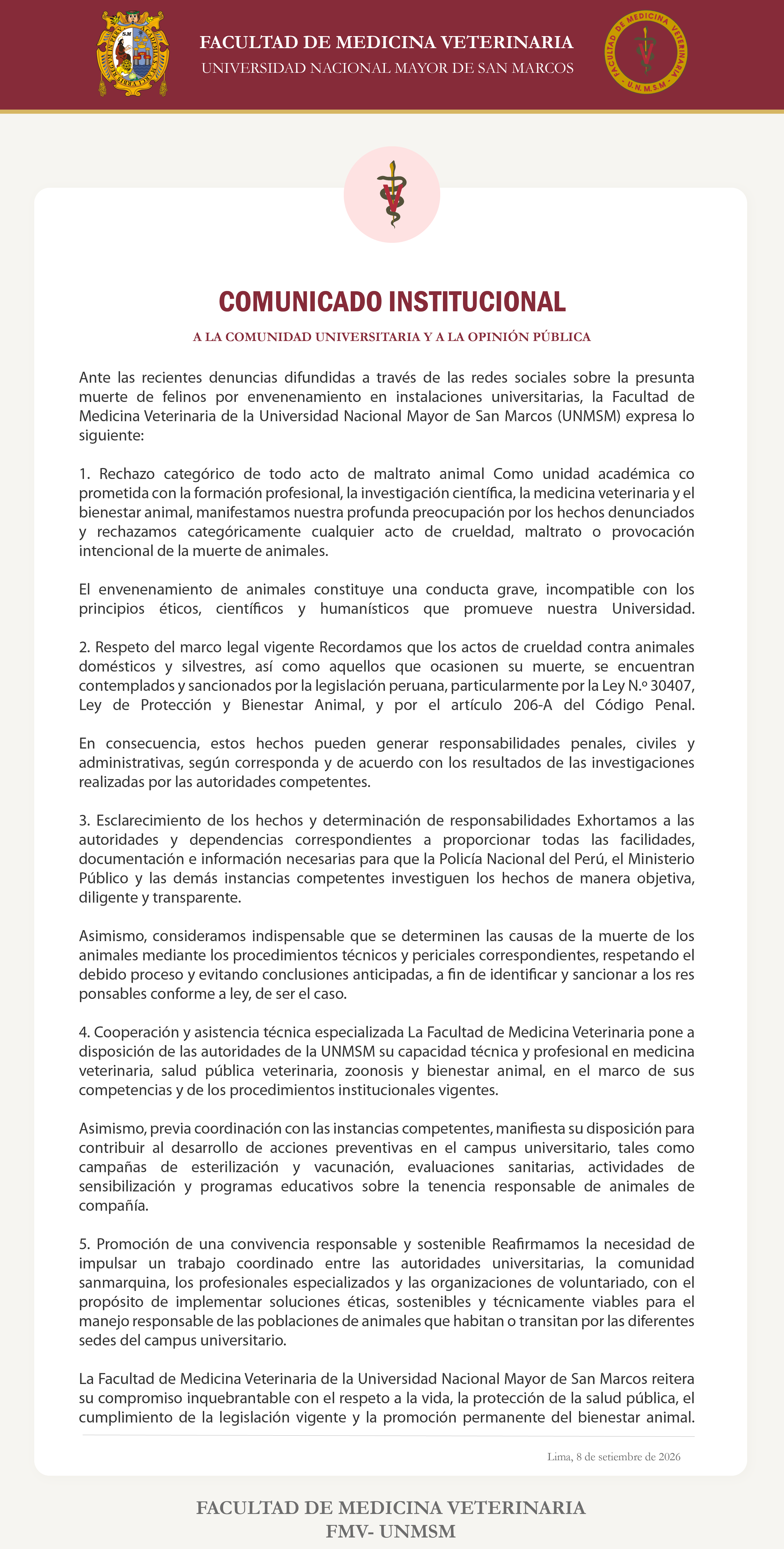 COMUNICADO INSTITUCIONAL