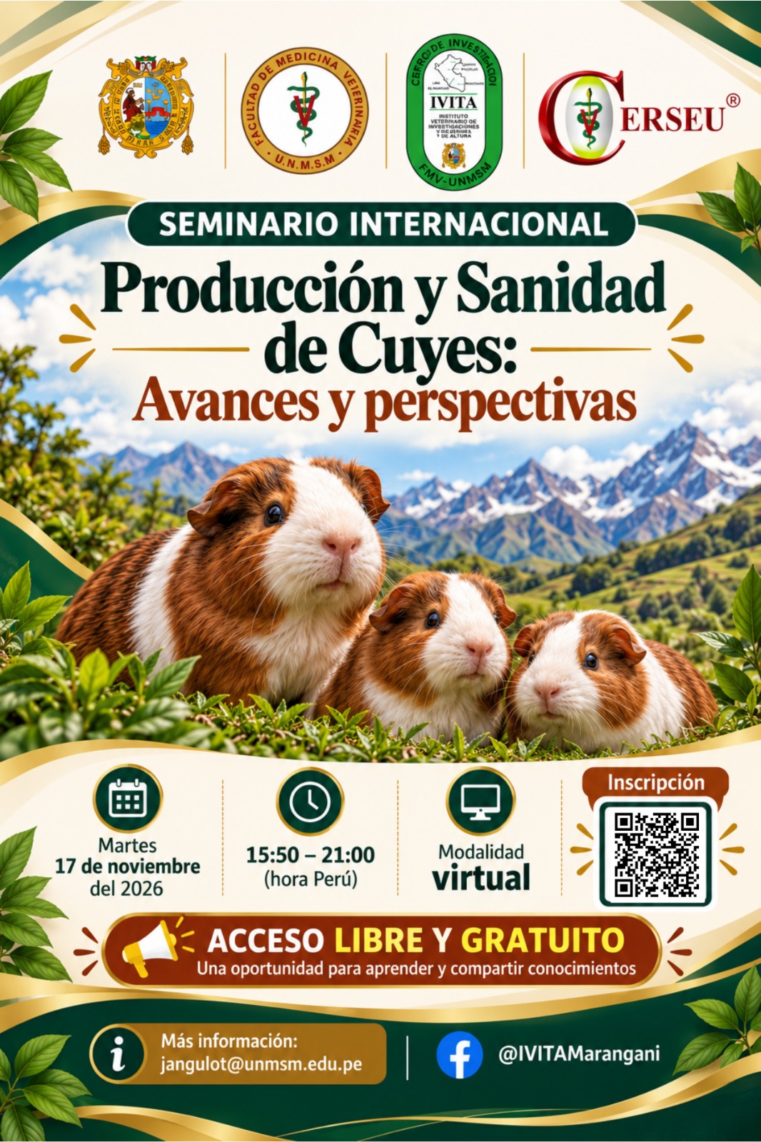 Invitación | Seminario Internacional Virtual sobre Producción y Sanidad de Cuyes