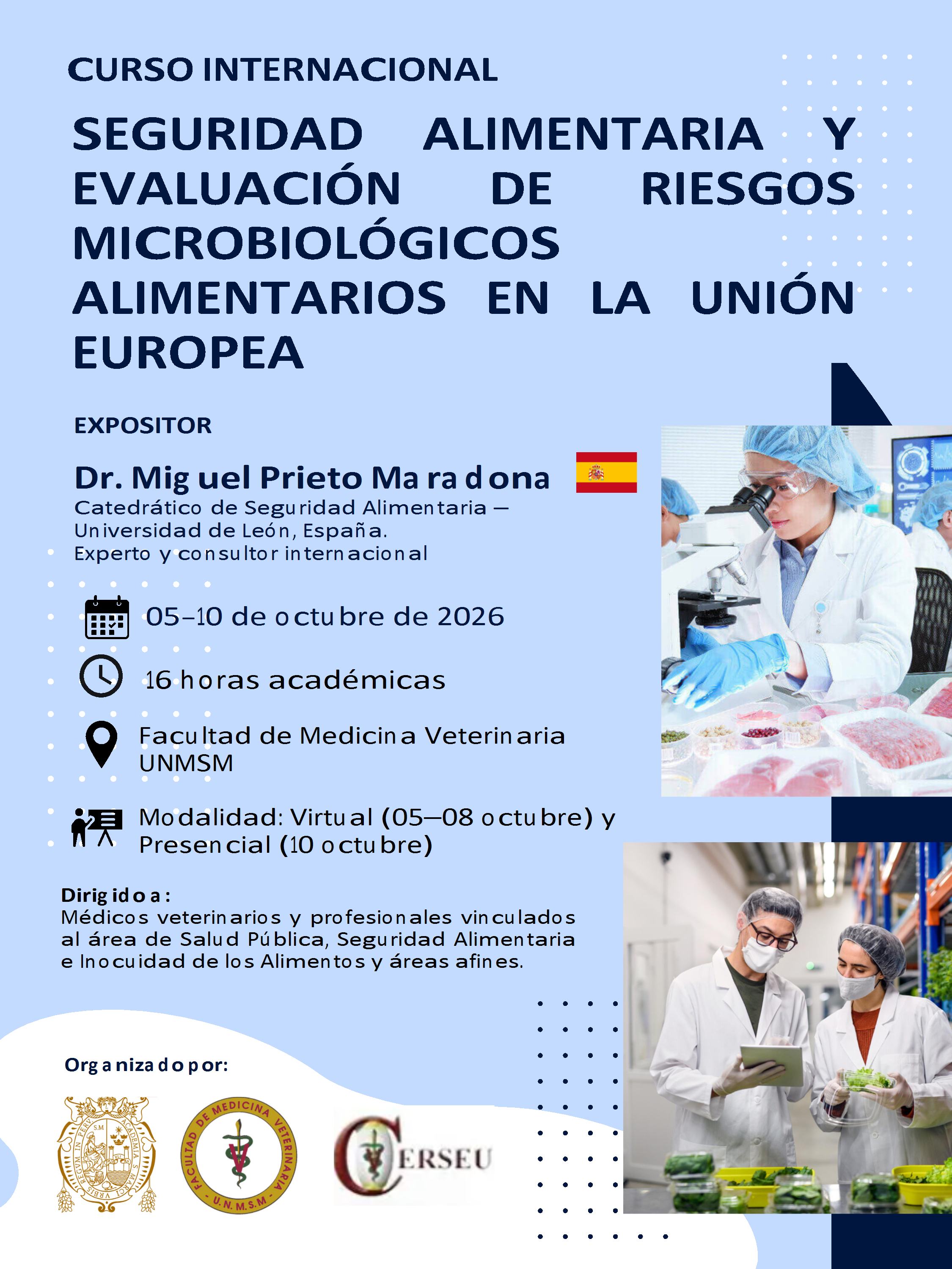 CURSO INTERNACIONAL “Seguridad alimentaria y evaluación de riesgos microbiológicos alimentarios en la Unión Europea”