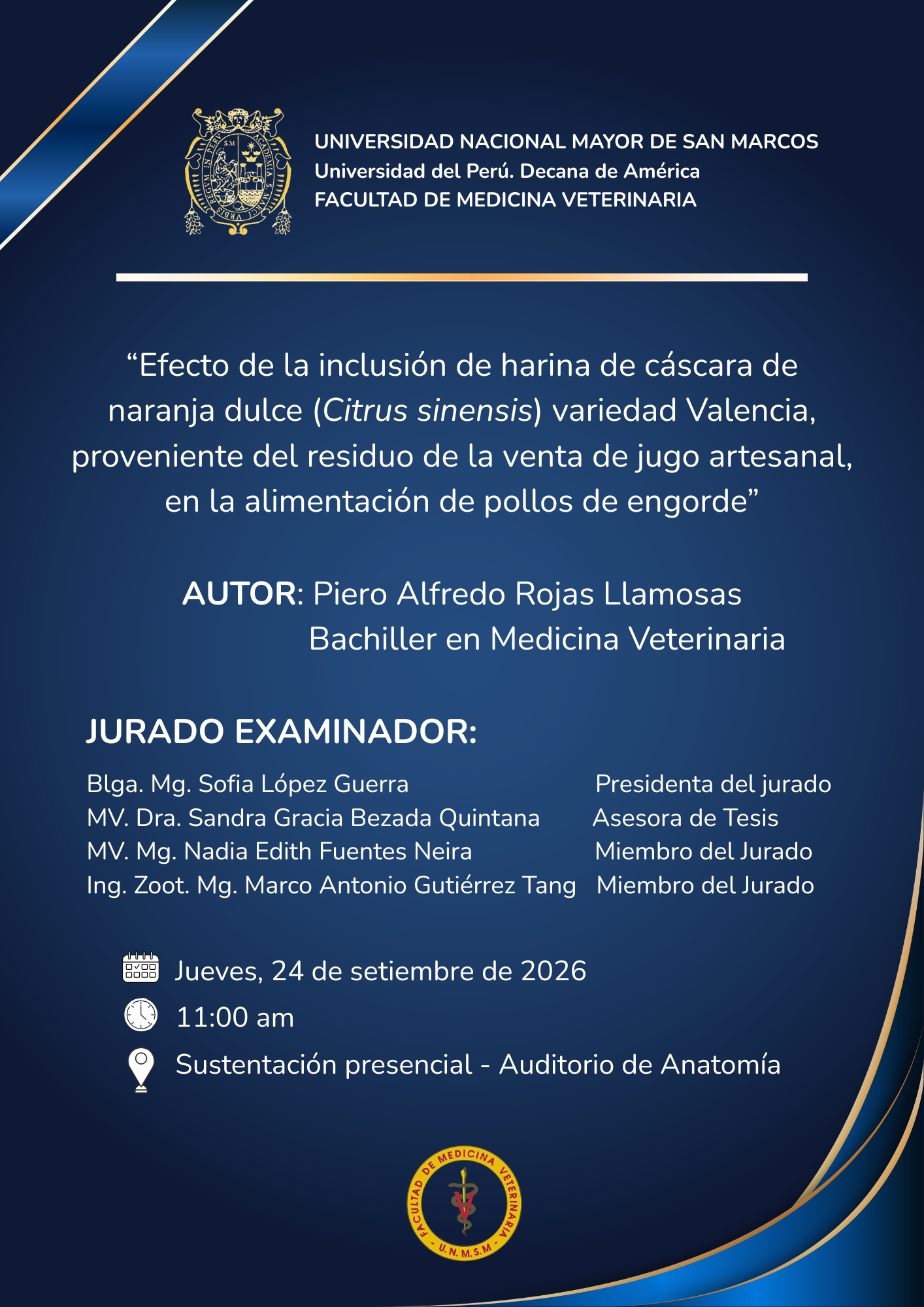 Sustentación de tesis del bachiller Piero Alfredo Rojas Llamosas