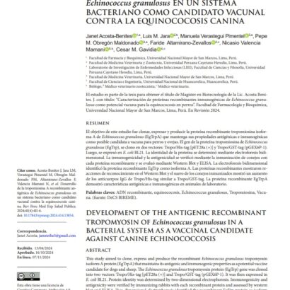 DESARROLLO DE LA TROPOMIOSINA A RECOMBINANTE ANTIGÉNICA de Echinococcus granulosus EN UN SISTEMA BACTE