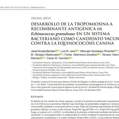 DESARROLLO DE LA TROPOMIOSINA A RECOMBINANTE ANTIGÉNICA de Echinococcus granulosus EN UN SISTEMA BACTE