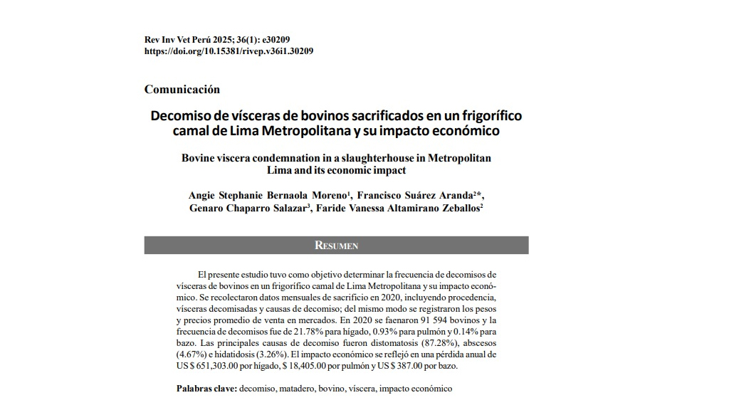 Decomiso de vísceras de bovinos sacrificados en un frigorífico