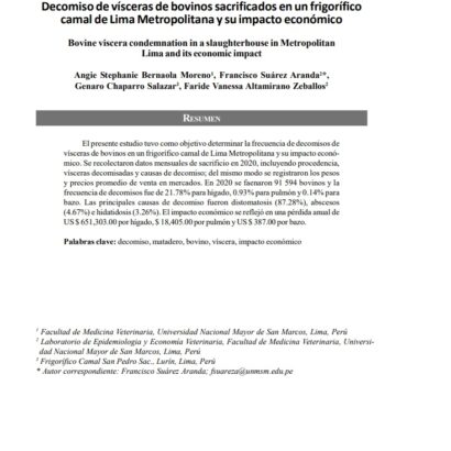 Decomiso de vísceras de bovinos sacrificados en un frigorífico