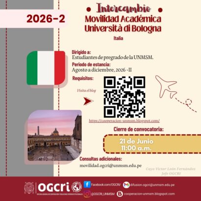 Intercambio pregrado Italia 2026-2