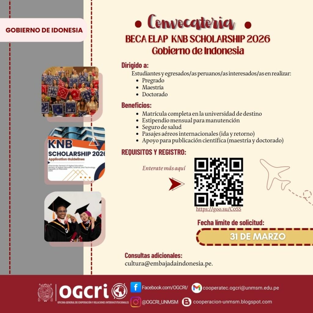 Gobierno de Indonesia ofrece la Beca KNB Scholarship 2026