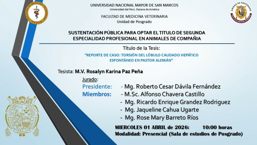 Sustentación de tesis del M.V. Rosalyn Karina Paz Peña