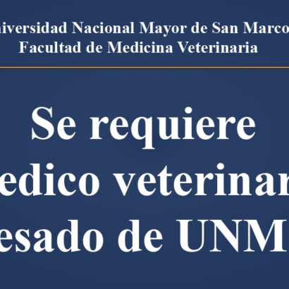 Bolsa de trabajo:  Medico veterinario egresado de UNMSM